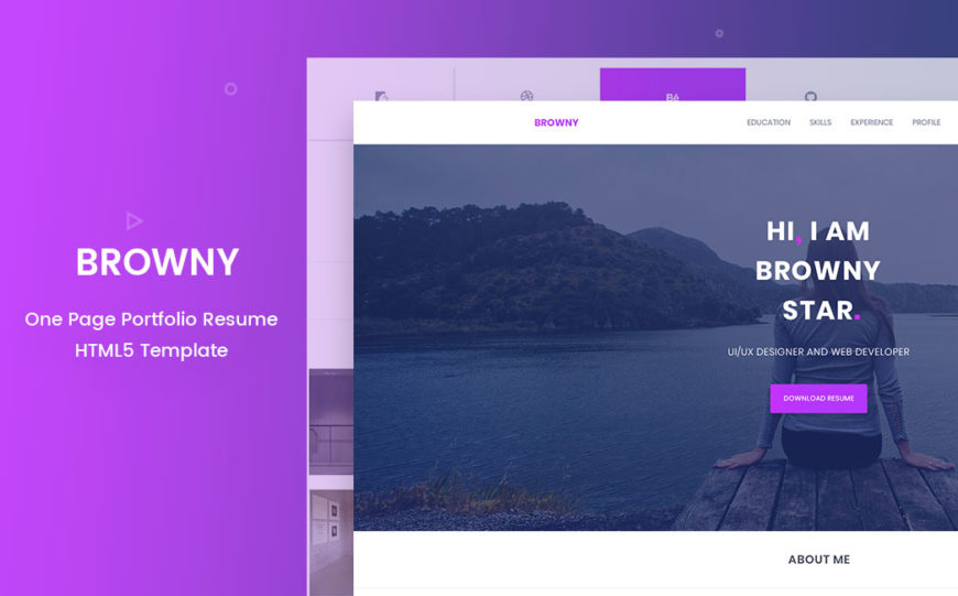 browny one page bootstrap html5 resume template free donwload