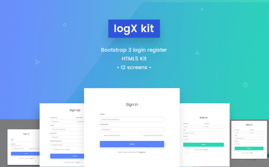 free bootstrap based login register html5 kit